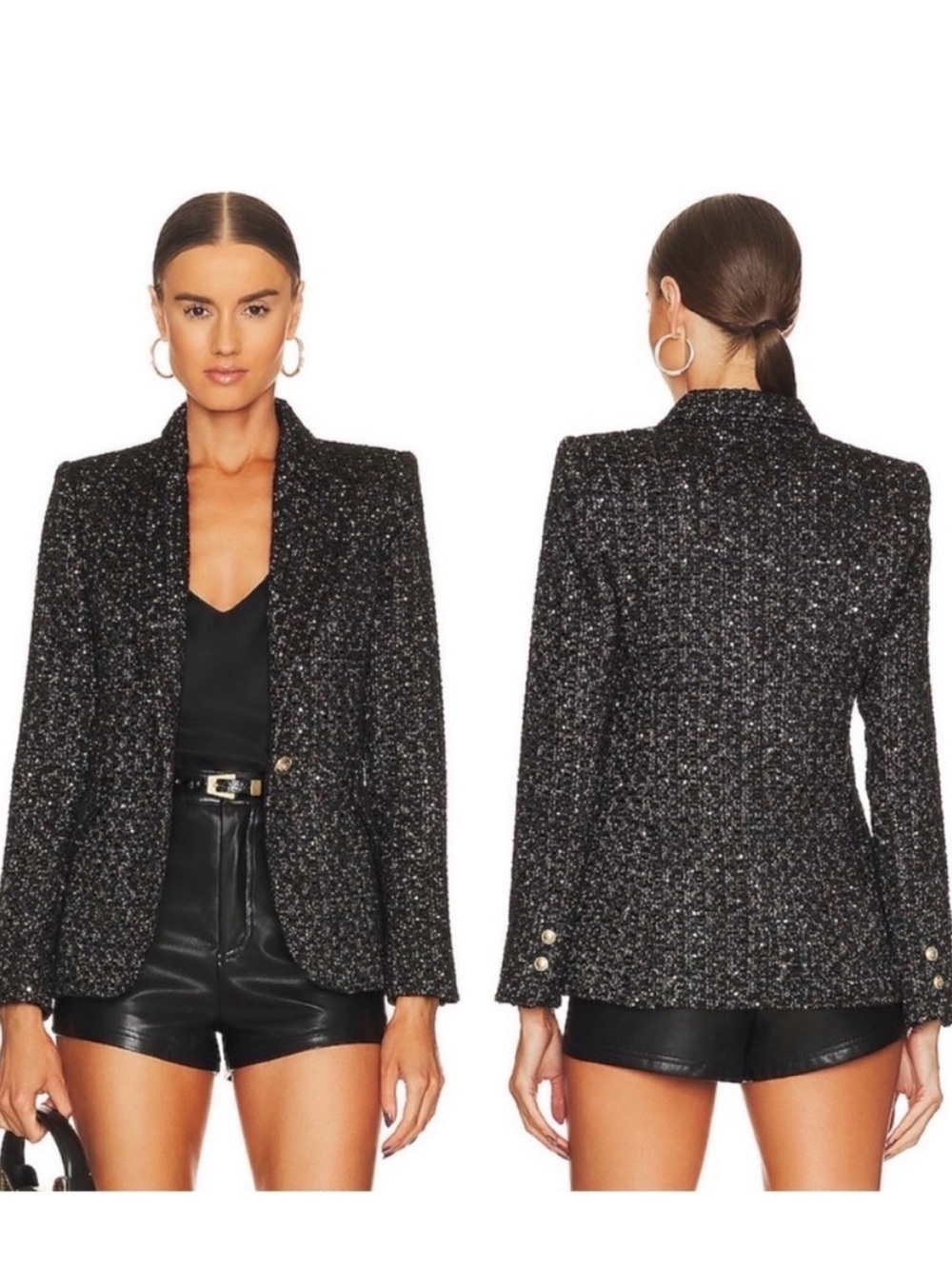 Lagence 🖤 Chamberlain Sequin Tweed Blazer - Picture 2 of 12